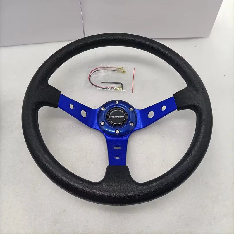 tiypeor Universal Cars Racing Car Racing Steering Wheels PU 14 inch Drifting Sport Steering Wheel